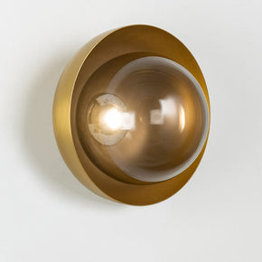 FORTE 12V WALL LIGHT WITH YOSH SHADE A BRASS AND YOSH SMOKE GLASS