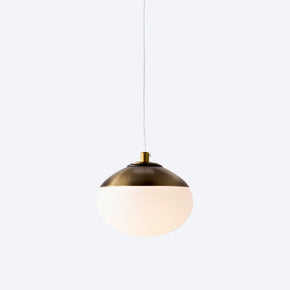 About Space Lighting Yosh Flat Opal Covered Glass on Caterpillar 1 Brass